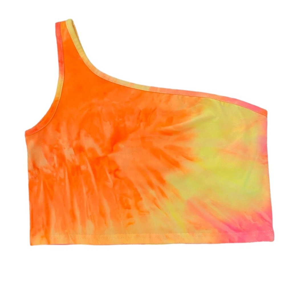 Tie Dye Asymmetrical Neck Crop Top Size Medium